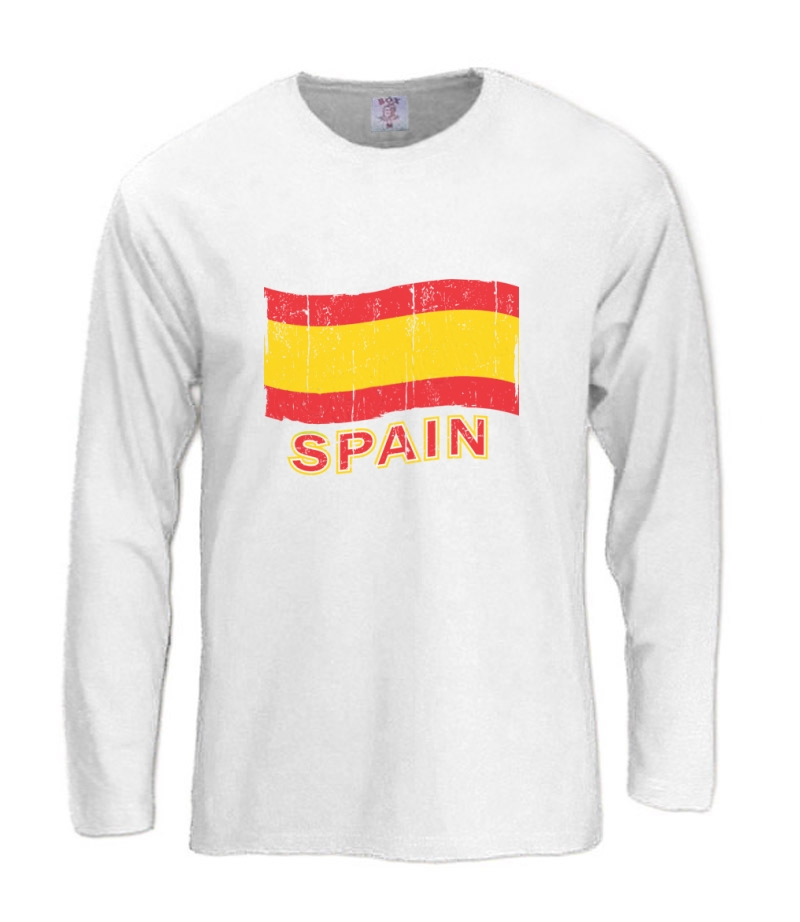 Spain Flag Long Sleeve TShirt Distressed soccor Worldcup Espana