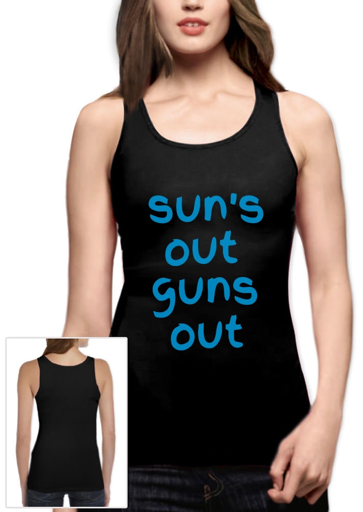 Suns Out Guns Out Women Tank Top Vest Summer Jump Lads Funny Beachwear