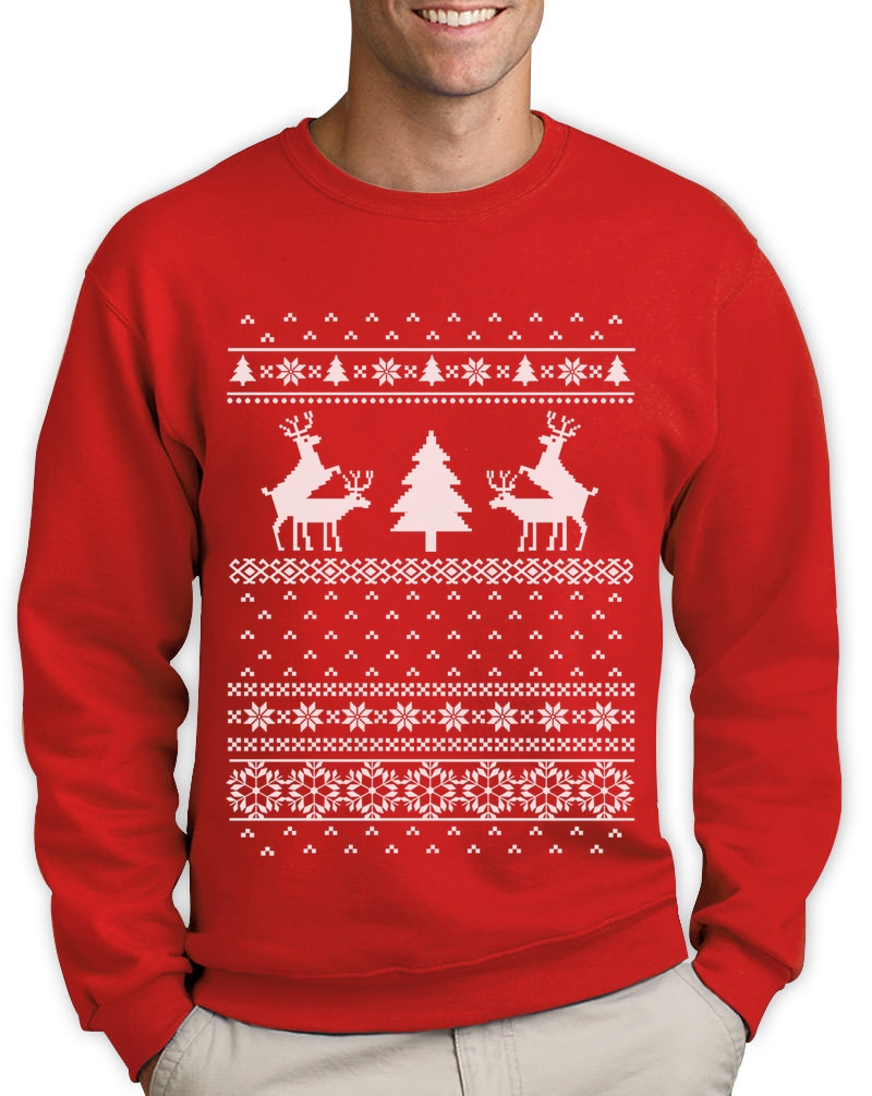 Ugly Christmas Sweater Humping Reindeer Sweatshirt Rude Party Filthy