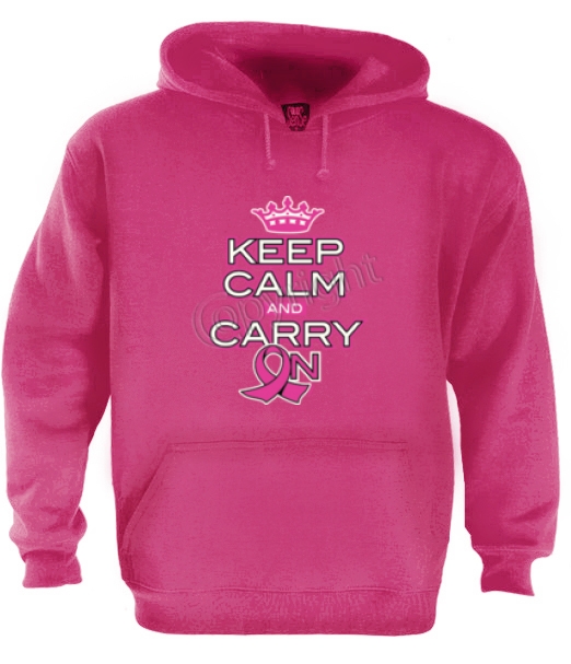 keep calm and carry on pink ribbon Hoodie breast cancer support hope