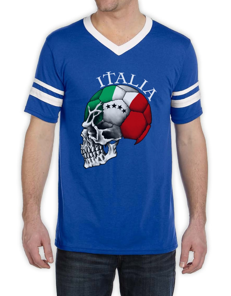 Italy Flag World Cup Skull Stripe TShirt Italia football national team