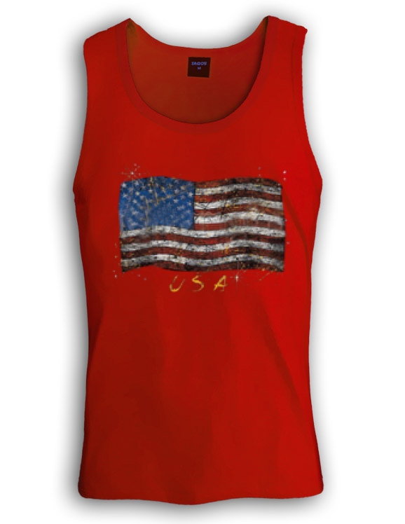 Usa Flag Singlet vintage glitter United states of america us PATRIOTIC