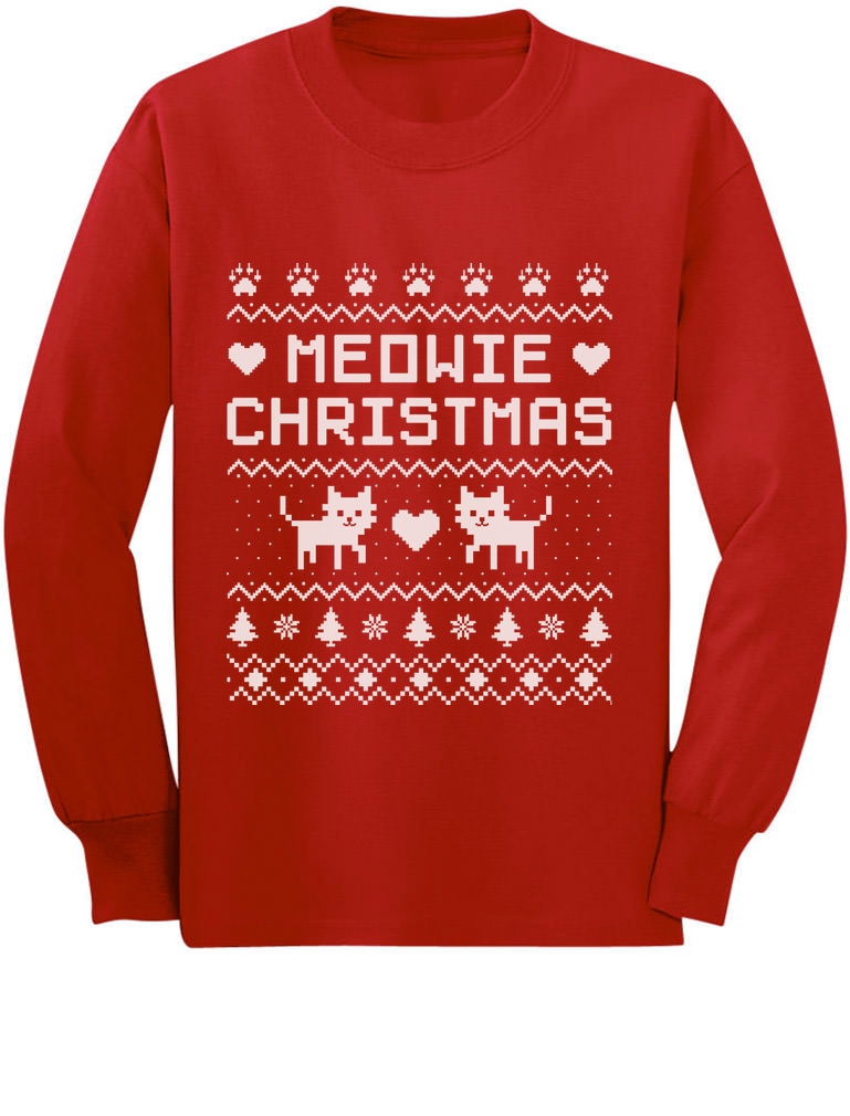 Purrry Christmas Ugly Sweater Cute Cats Toddler//Kids Long Sleeve T-Shirt