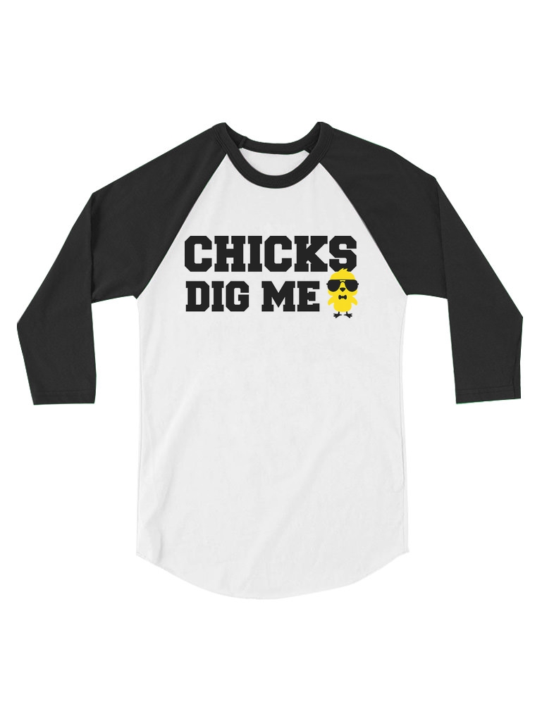 Chicks Dig My Ride Raglan 3//4 Sleeve T-Shirt for Girls Boy