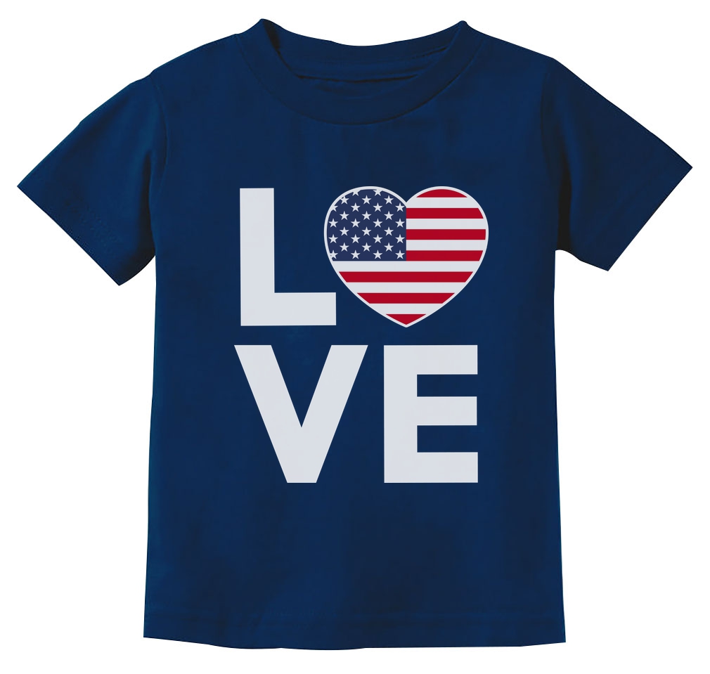 Love USA 4th of July American Heart Flag Youth Kids Long Sleeve T-Shirt Gift