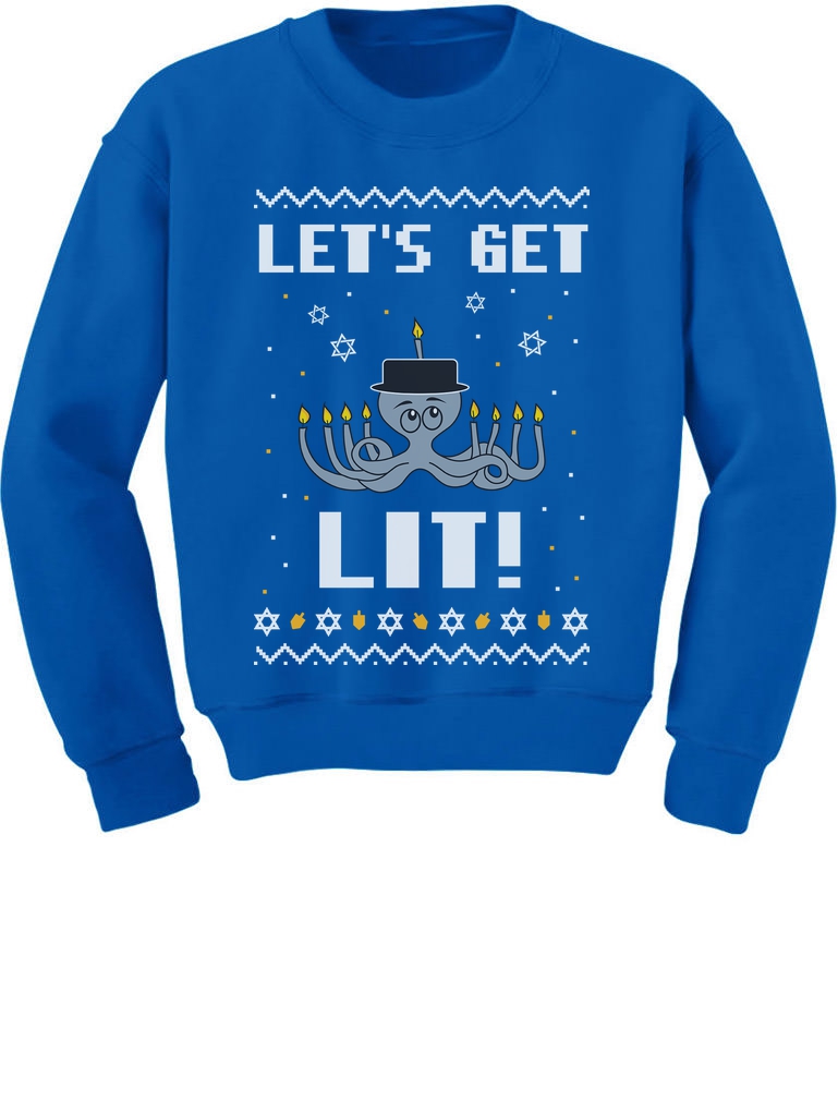 Happy Llamakah Ugly Sweater Youth Sweatshirt Hanukkah Holiday Gift