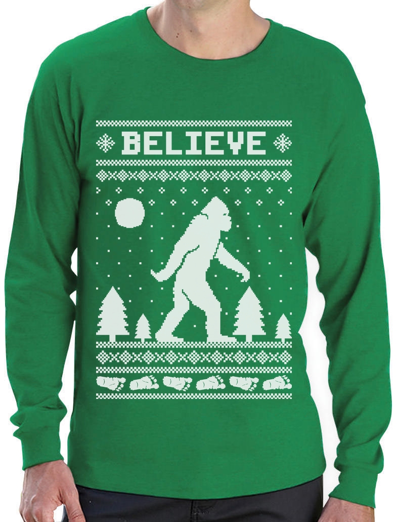 Bigfoot I Believe Xmas Sasquatch Ugly Christmas Youth Kids T-Shirt Gift