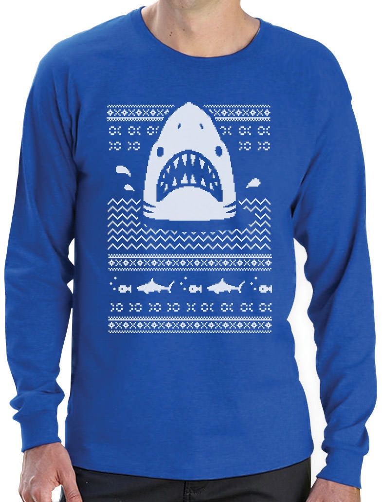 Great White Shark Ugly Christmas Sweater Toddler//Kids Long Sleeve T-Shirt