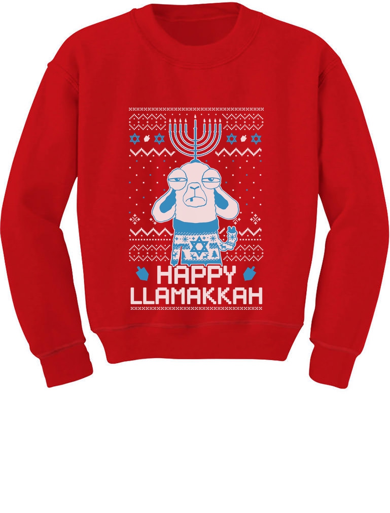 Happy Llamakah Ugly Sweater Toddler T-Shirt Hanukkah Holiday Gift