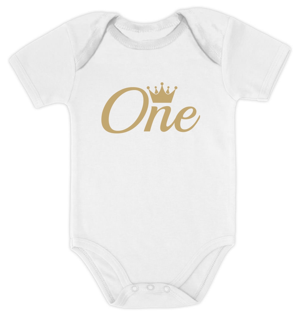 Girl Boy 1st Birthday Gift 1 Year Old Birthday Crown Baby Long Sleeve Bodysuit