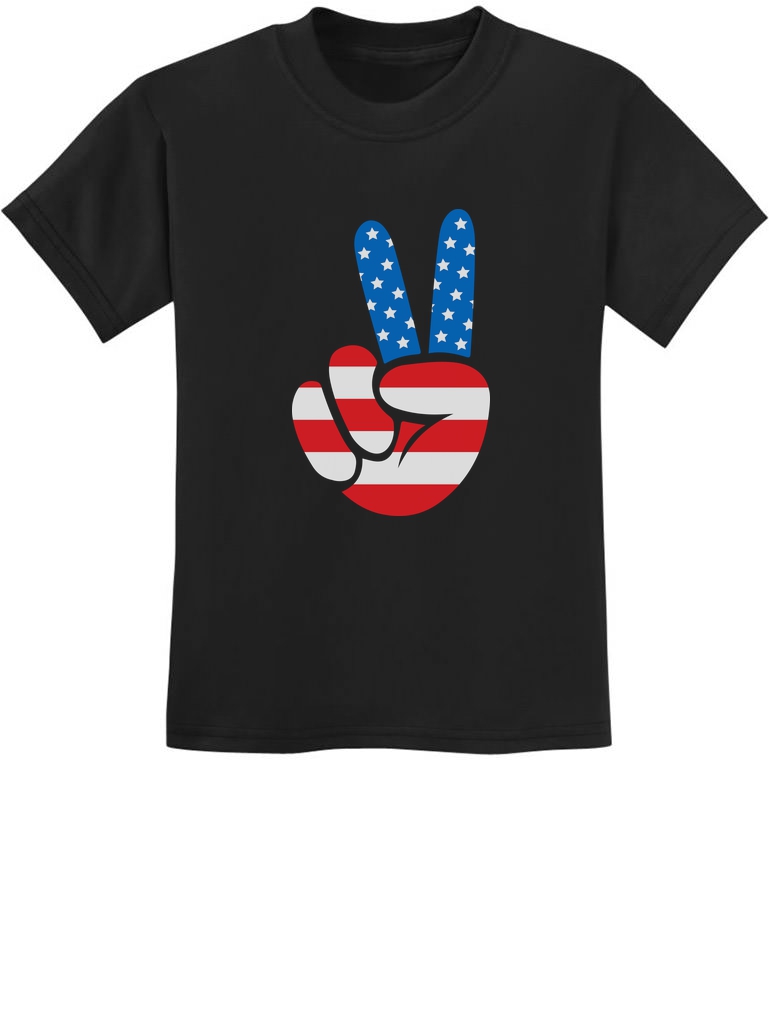 American Flag Peace Sign Black Cotton Baby Bodysuit 4th Of July Gifts