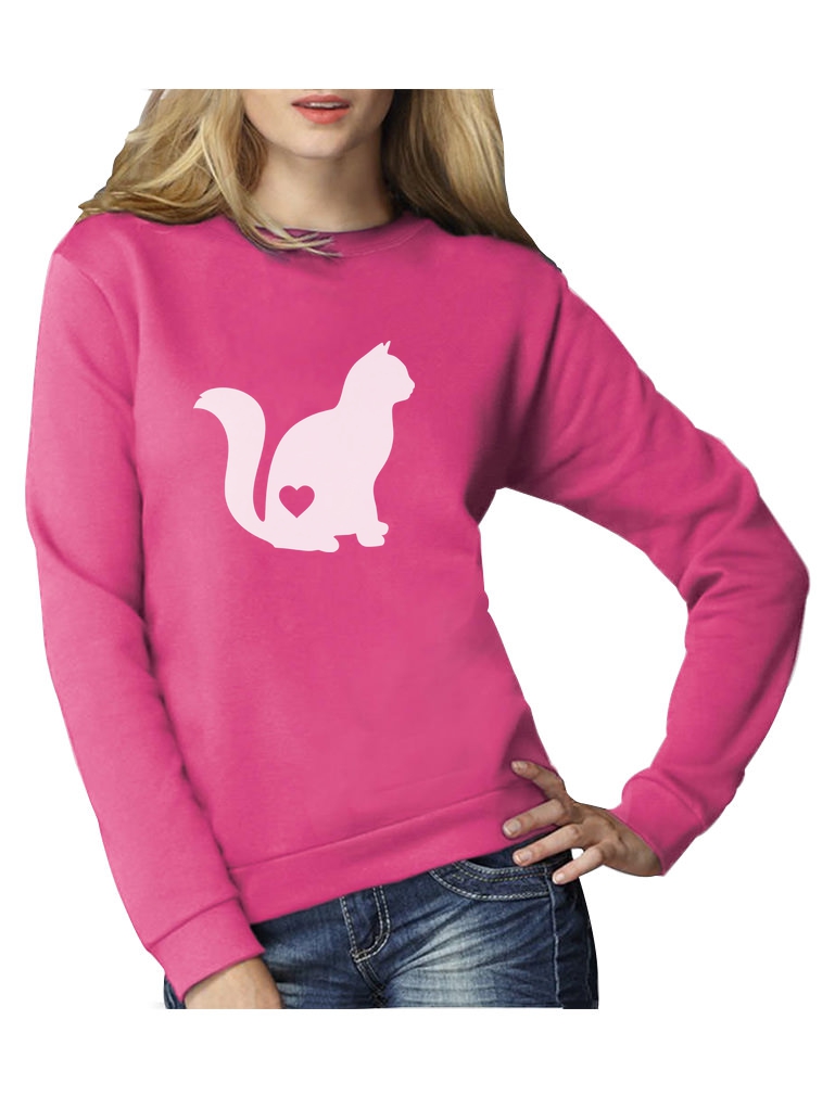Cat Silhouette Love Long Sleeve T-Shirt Animal Lover Gift For Cat Lovers