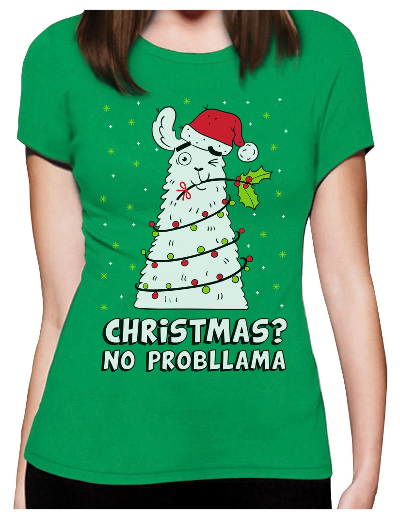 Christmas No PRobllama Llama Ugly Sweater Funny Youth Kids T-Shirt Gift Idea