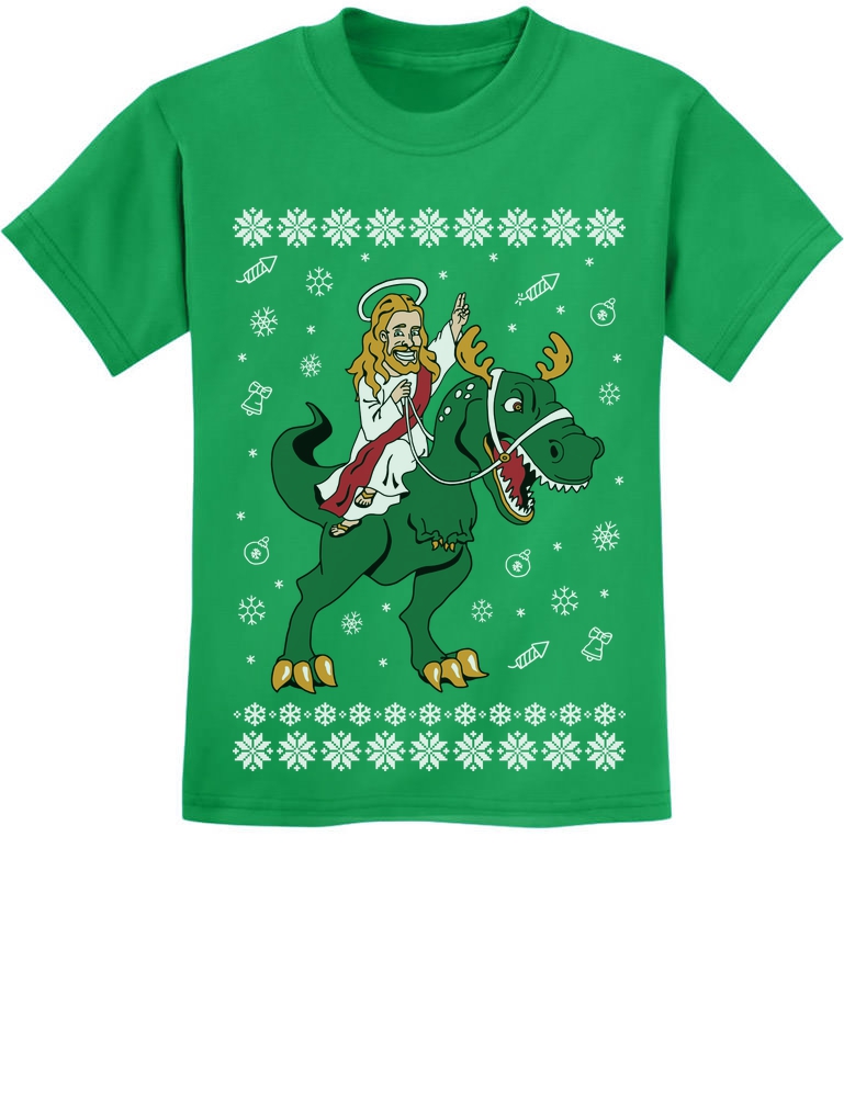 Ugly Christmas Ugly T-rex Dinosaur Trex Toddler//Kids Long Sleeve T-Shirt