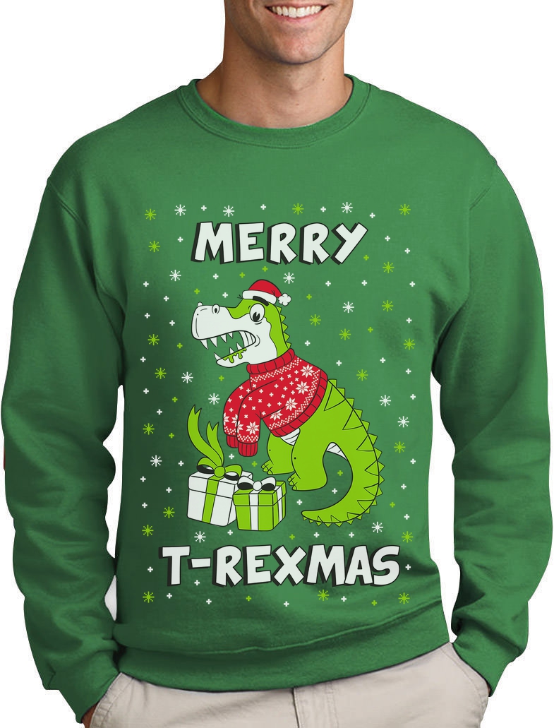 Mens T-Shirt Merry Xmas Funny Merry Christmas T Rex